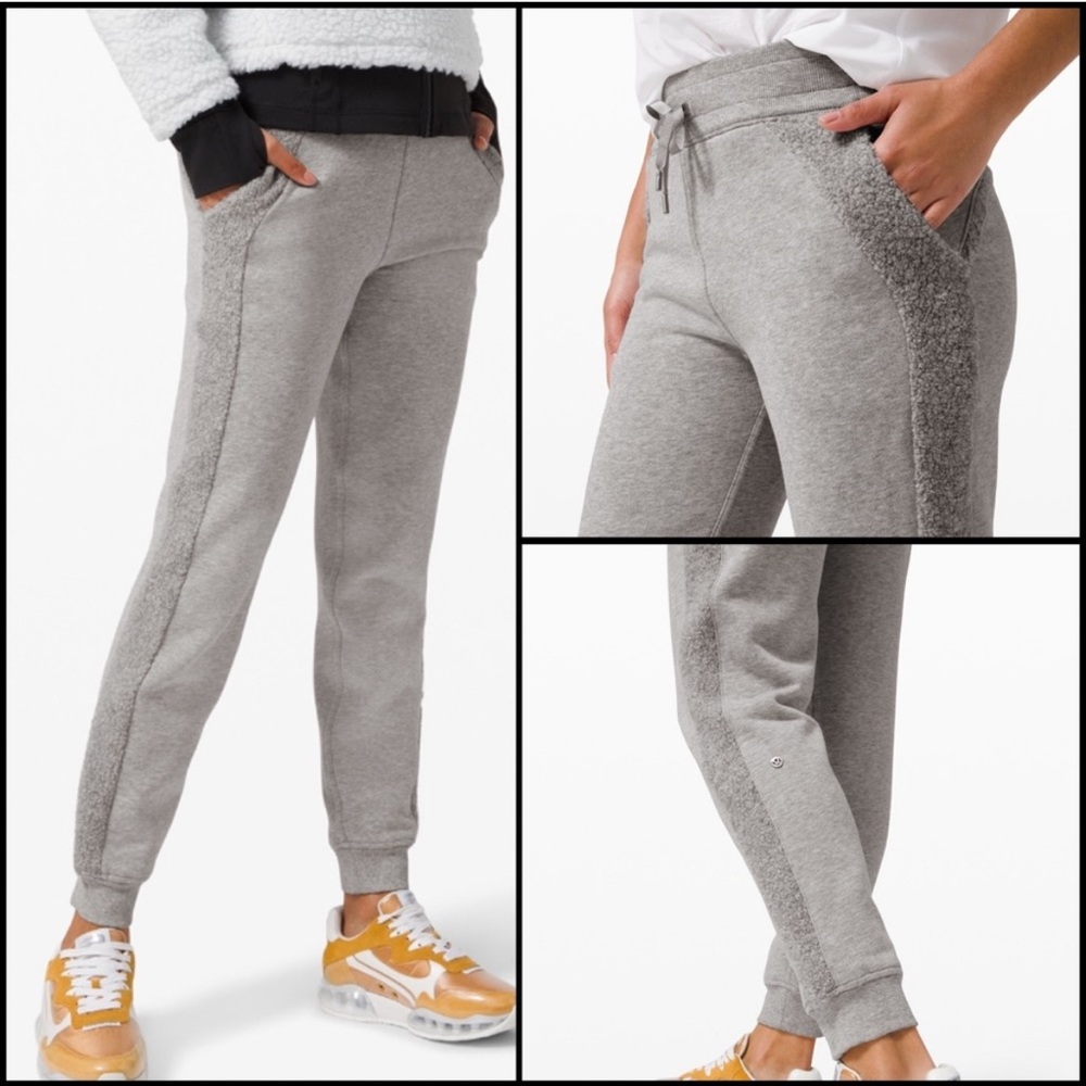 lululemon athletica Gray Track Pants with Elastic Cuffs and Relaxed Fit